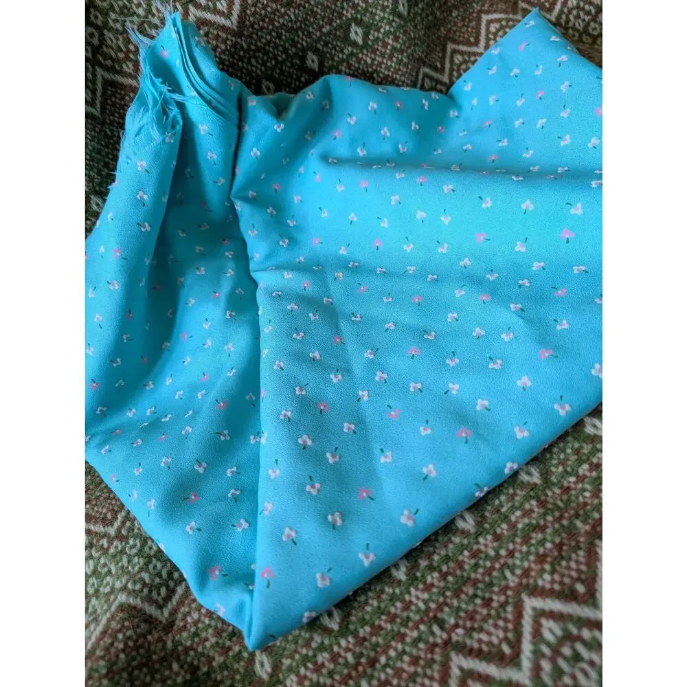 Vintage flocked poly crepe fabric in seafoam green 1.5 yards vintage 70s 80s